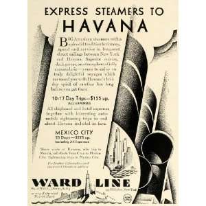 1929 Ad Ward Cruise Steamship Line Havana Cuba Mexico City Merida Vera 