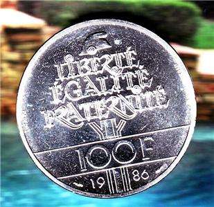 Bu Gem 1986 France Silver Piefort One Hundred Franc  