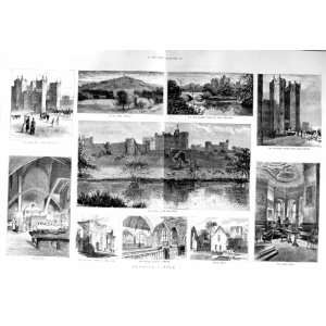    1884 ALNWICK CASTLE HULNE ABBEY LION BRIDGE TOWERS