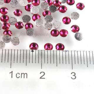 1500pcs SS12 New Round Hot Pink Faceted Flatback Resin Rhinestones 3mm 