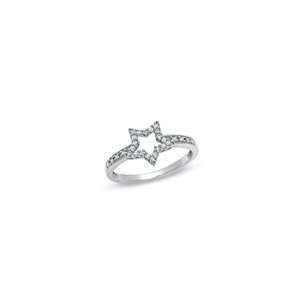  ZALES Diamond Star Outline Ring in Sterling Silver 1/8 CT 