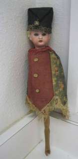 Antique bisque head doll squeak toy Mariotte type  