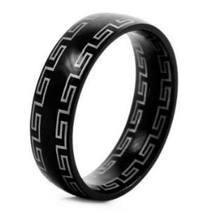  MENS Black Stainless Steel GREEK Rings Wedding Band Size 9 