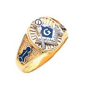  Solid Back Masonic 10 Karat Gold Ring Jewelry
