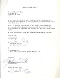 Muhammad Ali Autographed Signed 1970 Fight Contract PSA/DNA #K39584 