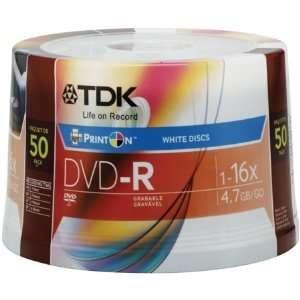  DVD R 4.7GB 16X White Inkjet Printable Spindle 