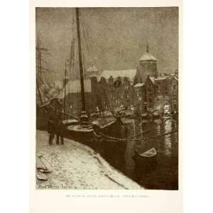  1909 Photolithograph Alfred Scherres Motlawa River St 