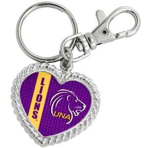  NCAA North Alabama Lions Silvertone Heart Keychain Sports 