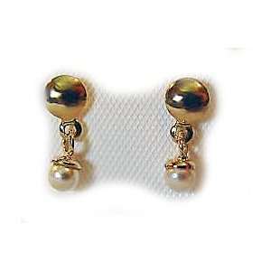 Baby / Toddler 18K SKILLUS Gold Faux Pearl Stud Earrings, Ages 6 mths 