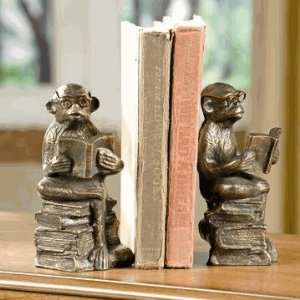  Spi Cast Iron Reading Monkey Bookends: Home & Kitchen