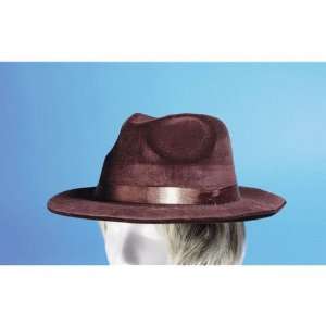  Brown Flocked Fedora Hat (1 per package): Toys & Games