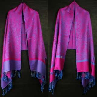 MagentaRed Pashmina Scarf Wrap With Cashew Flowers  