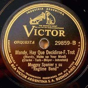 MUGGSY SPANIERS RAGTIME BAND Victor 29859 JAZZ 78 RPM  