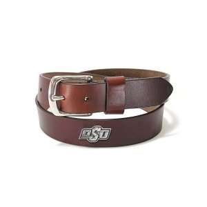   Oklahoma State Cowboys Brown Oil Tan Leather Belt: Sports & Outdoors