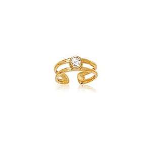    Cubic Zircon Solitaire Toe Ring in 14K Yellow Gold Jewelry