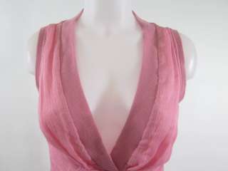 CATHERINE MALANDRINO Pink Silk Ruched Sleeveless Blouse  