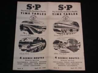 SOUTHERN PACIFIC RAILROAD LINES Vintage Time Tables Schedule dated Apr 