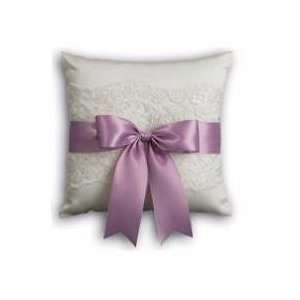Bridal Chantilly Lace White Wedding Ceremony Ring Pillow with Lavender 