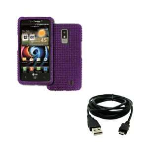 EMPIRE LG Spectrum VS920 Full Diamond Bling Design Case Cover (Purple 