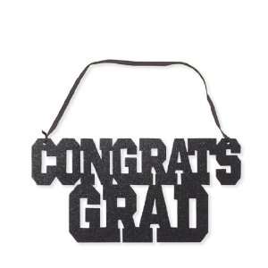  Congrats Grad Glitter Sign with Ribbon 