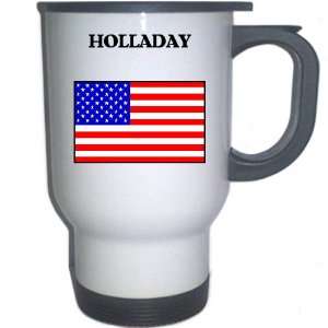  US Flag   Holladay, Utah (UT) White Stainless Steel Mug 