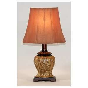  Small Oval Taupe Embossed Accent Table Lamp