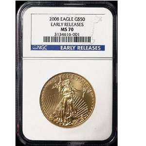 2008 $50 Gold American Eagle MS70 Early Release:  Sports 