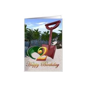  2nd Birthday Summer beach bucket Happy Birthday Palm trees 