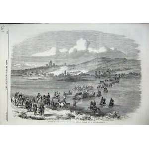  1859 French Troops Crossing River Mincio Mountains
