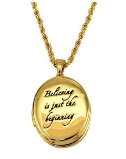 Disney Couture Gold Tinkerbell Believe Locket Necklace  