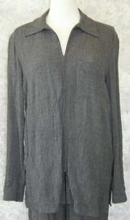 SAKS   REAL CLOTHES Gray Wool Blend Crinkle Pant Suit P Business 