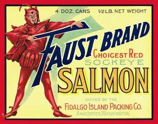 Faust Red Sockeye Salmon label poster  