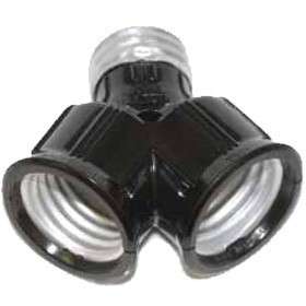 Dual Bulb Lamp Socket Y Type Adaptor Converter Double Light Splitter 