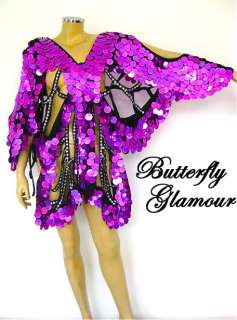 PINK VEGAS Drag Queen butterfly SEQUIN DANCEWEAR dress  