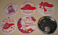 Red Hat hi society holiday Button Magnet combo, 5 pcs  