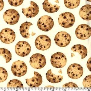  45 Wide Chocolate Chip Cookies Cream Fabric By The Yard 