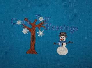 Count Your Blessings Winter Wonderland Snowman SnowFlakes Snow Zipper 