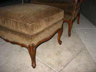 French Provincial Cheetah Print Upholstery Chair with Ottoman  