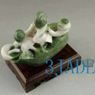 Natural Dushan Jade Carving / Sculpture Snails Statue  