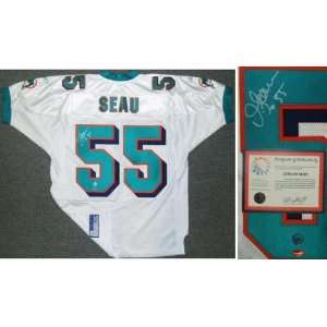  Junior Seau Signed Dolphins Reebok White Jersey Sports 