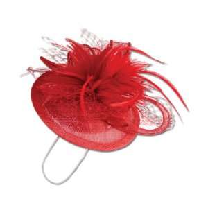   New  Red FASCINATOR Sinamay Cocktail Hat    One Size 
