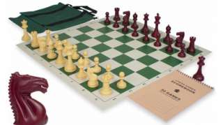 Club Plastic Chess Set Kit Burgundy & Camel   Green  