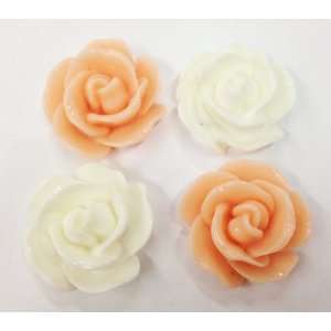   White & Pink Rose Cabochons Flat Back Resin Ci5: Arts, Crafts & Sewing