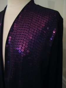 CHICOS TRAVELERS Black Purple Sequin Open Cardigan Jacket 3  