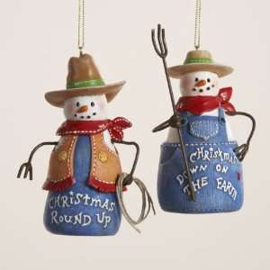  of 12 Farmer and Cowboy Snowman Christmas Ornaments: Home & Kitchen