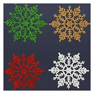 Set of 24 Four Color Snowflake Ornaments