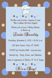 MOD/MODERN CHOCOLATE AND BLUE POLKA DOTS PERSONALIZED BABY SHOWER 