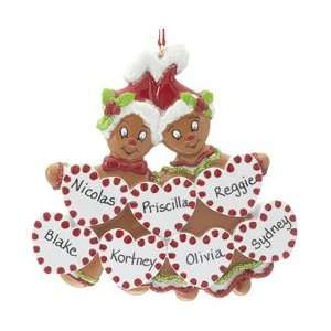 Personalized Gingerbread Grandparents   7 Grandkids Christmas Ornament 