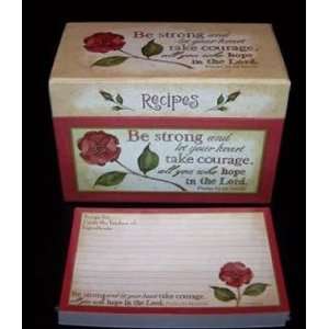Red Flower Scripture Recipe Box with Matching Recipe Cards:  