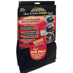   California Black Microfiber Clean & Polish Plush Towel Automotive